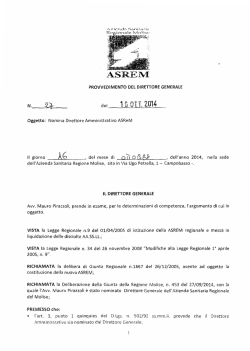 Provvedimento D.G. n° 27 del 16/10/2014