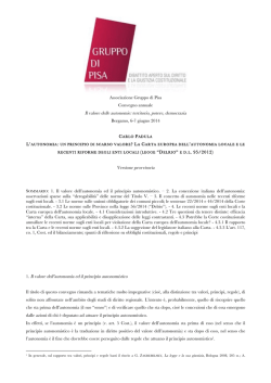 Il valore delle autonomie: territorio, potere