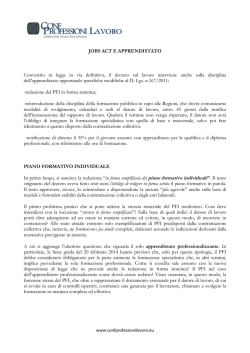 JOBS ACT E APPRENDISTATO Convertito in legge in via definitiva