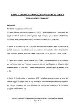 SCHEMA DI CAPITOLATO DI APPALTO PER LA GESTIONE DEI