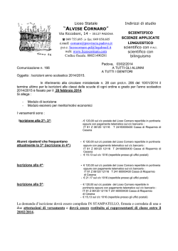 Iscrizioni 2014/2015 - Liceo Statale &ldquo;Alvise Cornaro&rdquo;