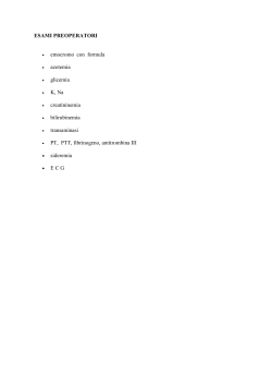 ESAMI PREOPERATORI emocromo con formula azotemia glicemia