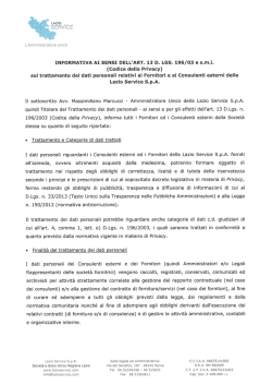 Informativa Privacy Fornitori e Consulenti Esterni della Lazio Service
