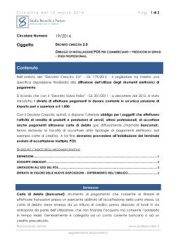 Obbligo di Installazione POS al 30 06 2014