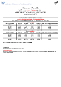 Diritti connessi SCF anno 2014 Tariffe per strutture ricettive