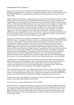INFORMATIVA SULLA PRIVACY Il presente sito web &egrave; gestito da