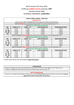 Diritti connessi SCF anno 2014 Tariffe per pubblici esercizi associati