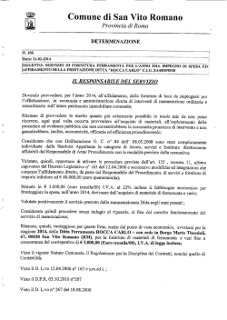 impegno affidamento fornitura ferramenta anno 2014 ditta rocca carlo