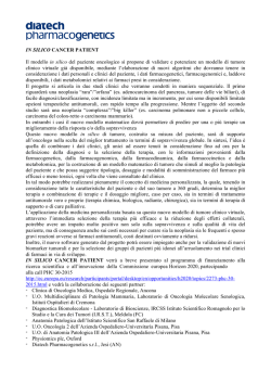IN SILICO CANCER PATIENT Il modello in silico del