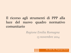 Il ricorso agli strumenti di PPP alla luce del nuovo quadro