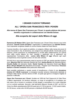 IL PANE DI OSF - Opera San Francesco per i Poveri
