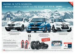I MODELLI SPECIALI SUZUKI 4x4 PIZ SULAI&reg; GI&Agrave; PER Fr. 18 990.
