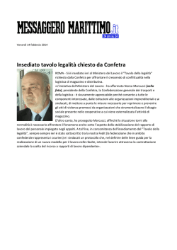 Insediato tavolo legalit&agrave; chiesto da Confetra