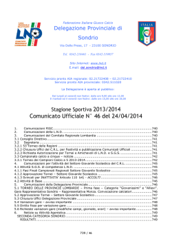 Comunicato Ufficiale N° 46 del 24/04/2014