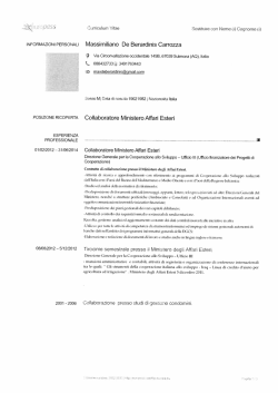 informazioni personali posizione ricoperta esperienza professionale