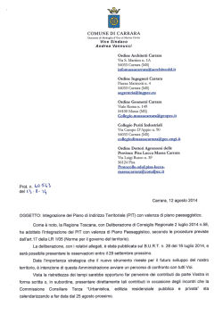 Integrazione del Piano di indirizzo territoriale (PIT).
