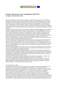 Il Fondo regionale per la non autosufficienza 2007-2013: le