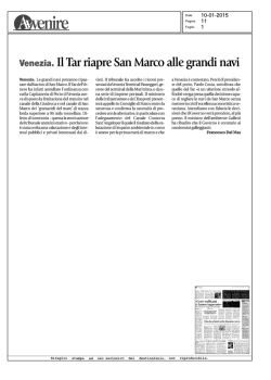 Il Tar riapre San Marco alle grandi navi