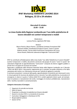 IPAF Workshop AMBIENTE LAVORO 2014 Bologna, 22 23 e