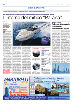 Mare e Dintorni Il ritorno del mitico Parana