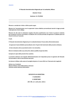 Tar Lombardia, Milano, Sezione III sentenza n. 371 .2014