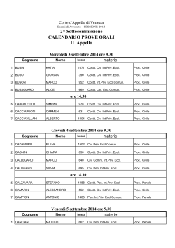 Calendario prove orali 2^ sottocommissione