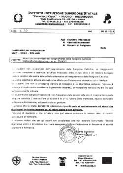 circolare 33 del 06-10-2014 insegnamento religione cattolica