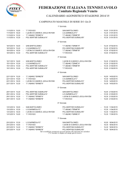 Tennis Tavolo Calendario girone D1/D 2014