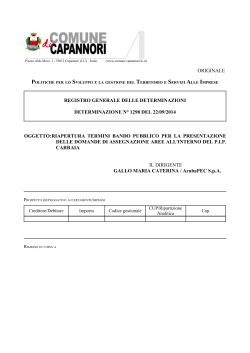Determina Dirigenziale n. 1298 del 22.09.2014 di approvazione del