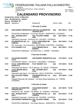 CALENDARIO PROVVISORIO - Federazione Italiana Pallacanestro