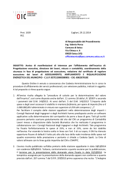 Prot. 1639 Cagliari, 29.12.2014 PEC Al Responsabile del