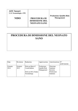 PROCEDURA DI DIMISSIONE DEL NEONATO SANO