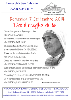 Domenica 7 settembre 2014 - Parrocchia San Fidenzio Sarmeola
