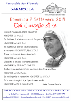 Domenica 7 settembre 2014 - Parrocchia San Fidenzio Sarmeola