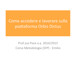 Come accedere e lavorare sulla pia/aforma Orbis Dictus