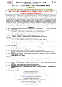Domenica 9 Marzo 2014 ore 9.00 - 13.10 / 14.10