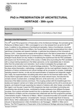 PhD in PRESERVATION OF ARCHITECTURAL HERITAGE