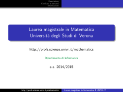 Laurea magistrale in Matematica Università degli Studi di Verona