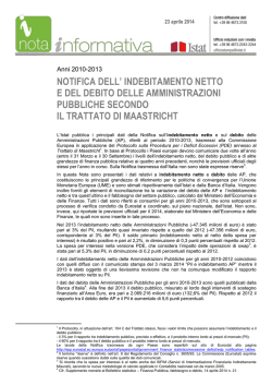 indebitamento netto e del debito delle amministrazioni