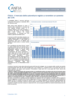 ITALIA - Il mercato delle autovetture registra a novembre un