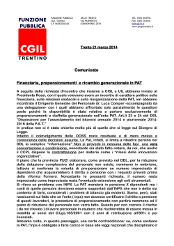 Comunicato incontro PAT - Funzione Pubblica CGIL del Trentino