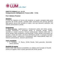 DIRITTO PENALE a.a. 14-15 Insegnamento obbligatorio 3&deg;anno