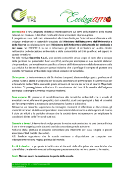 Ecologiamo &egrave; una proposta didattica interdisciplinare sui temi dell