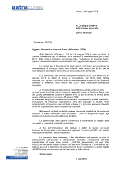 Cuneo, 30 maggio 2014 Al Consiglio Direttivo Alle