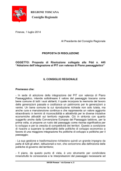 Risoluzione pit - Gruppo PD Regione Toscana