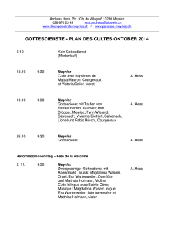 gottesdienste - plan des cultes oktober 2014