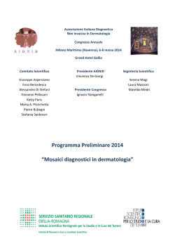 Programma Preliminare 2014 “Mosaici diagnostici in