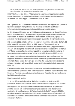 Direttiva PCDM n&deg; 14 del 2011 - Ufficio scolastico regionale per la