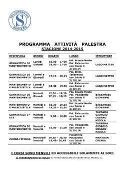 programma attività palestra stagione 2014-2015