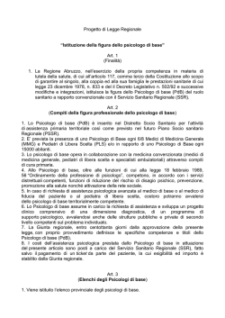 Istituzione della figura dello psicologo di base